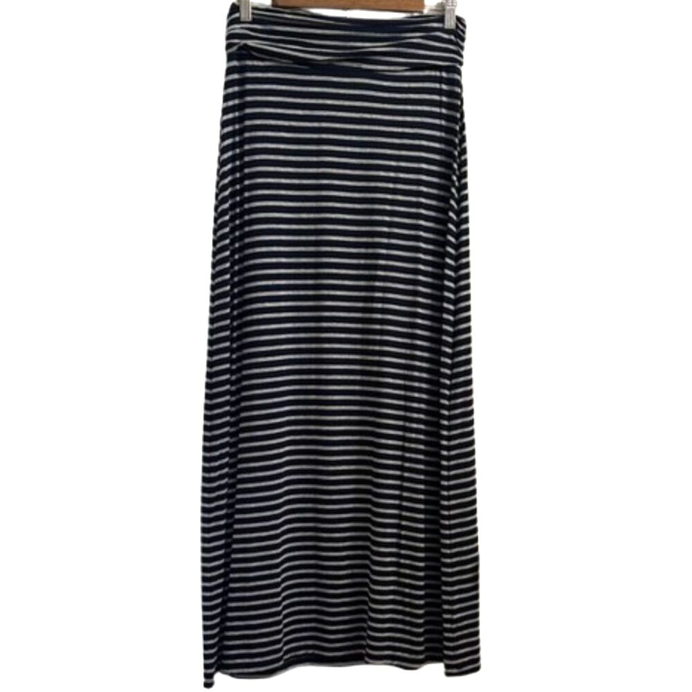 J Crew Maxi Skirt Stretchy Modal Elastic Waist Size XS Preppy Beachy Pullon Navy